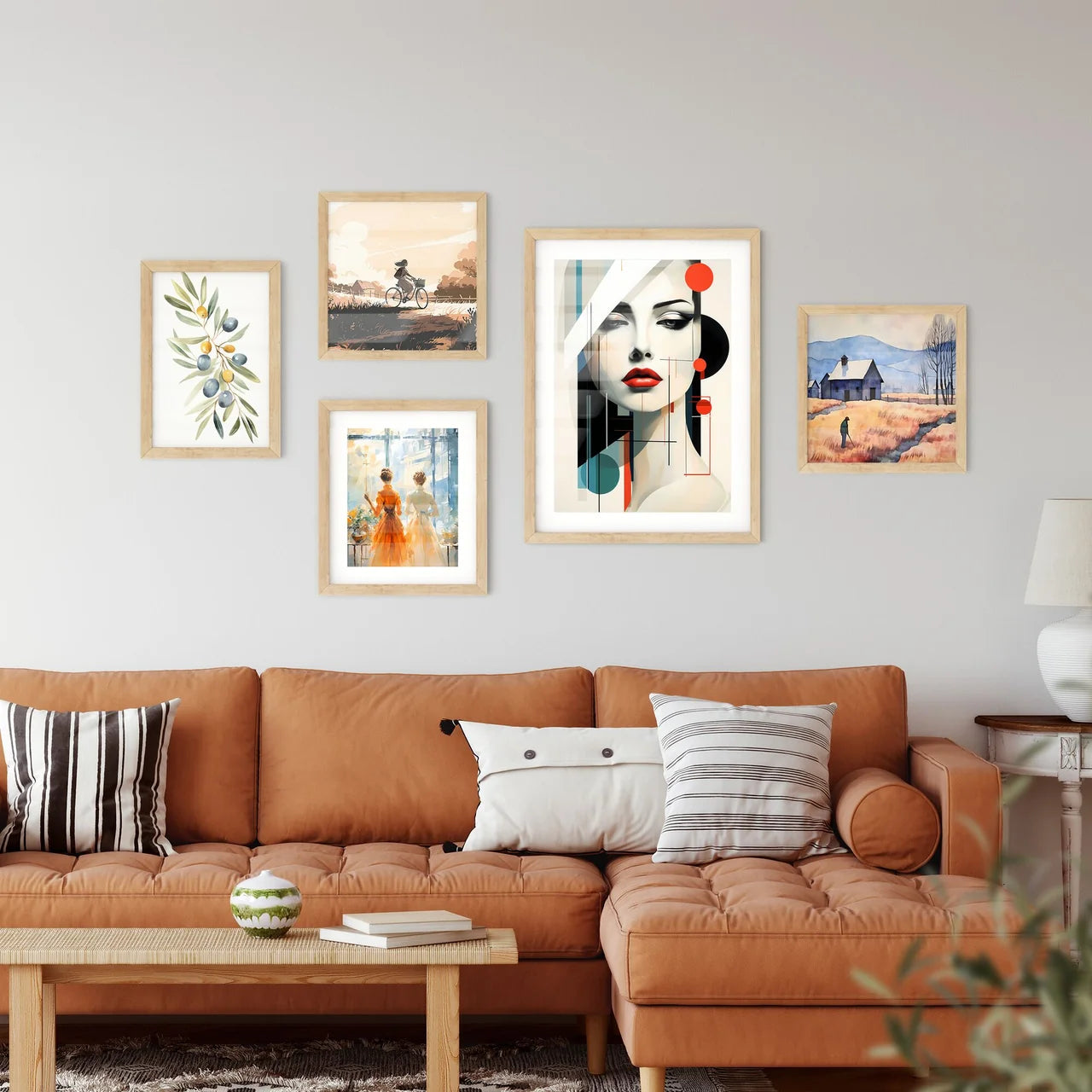 The Modern - A Woman's Face With Red Lips An Framed Print