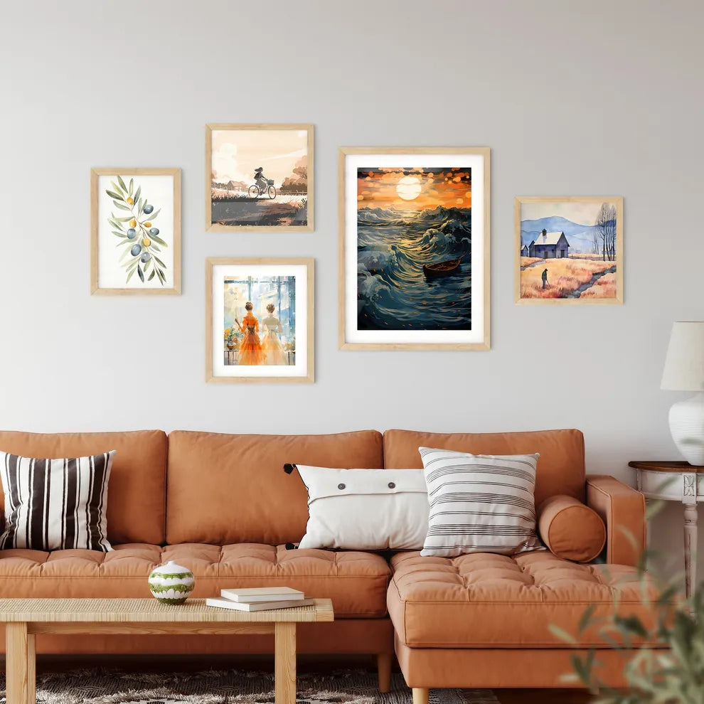 The Ocean - A Boat In The Ocea Framed Print