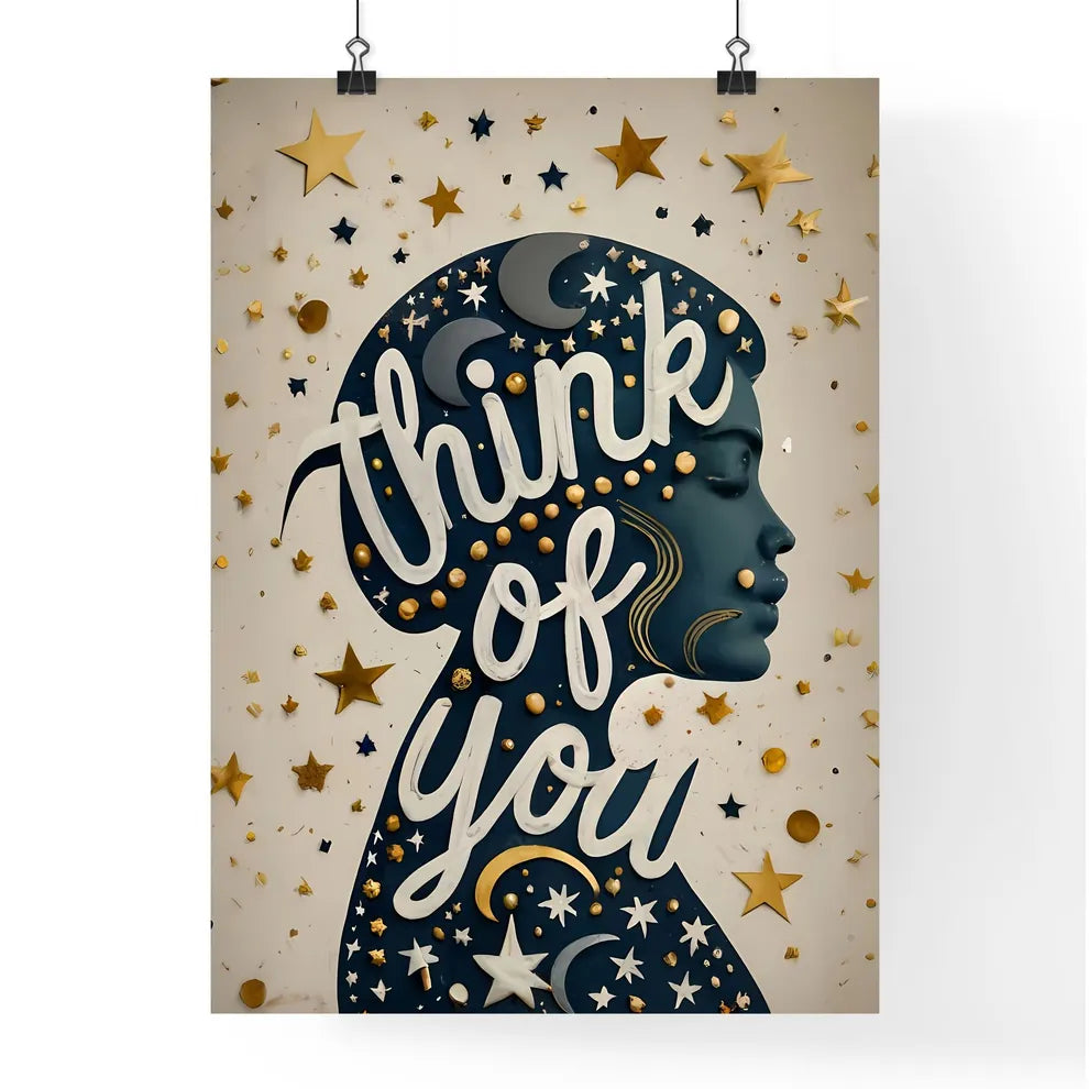 Think Of You - A Blue And Gold Painted Woman Poster