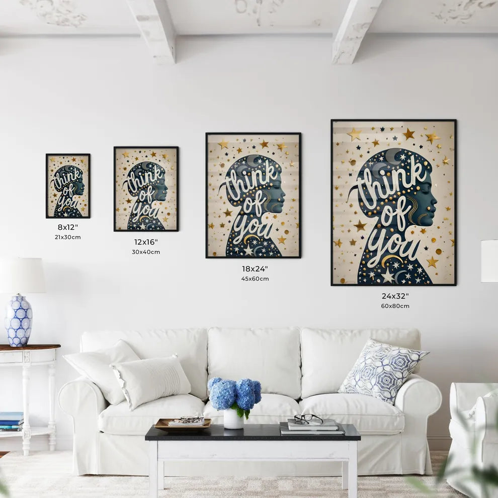 Think Of You - A Blue And Gold Painted Woman Wall Art