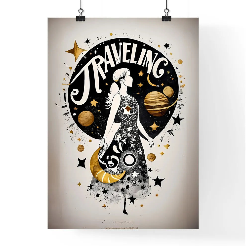 Traveling - A Graphic Of A Woman In A Dres Poster