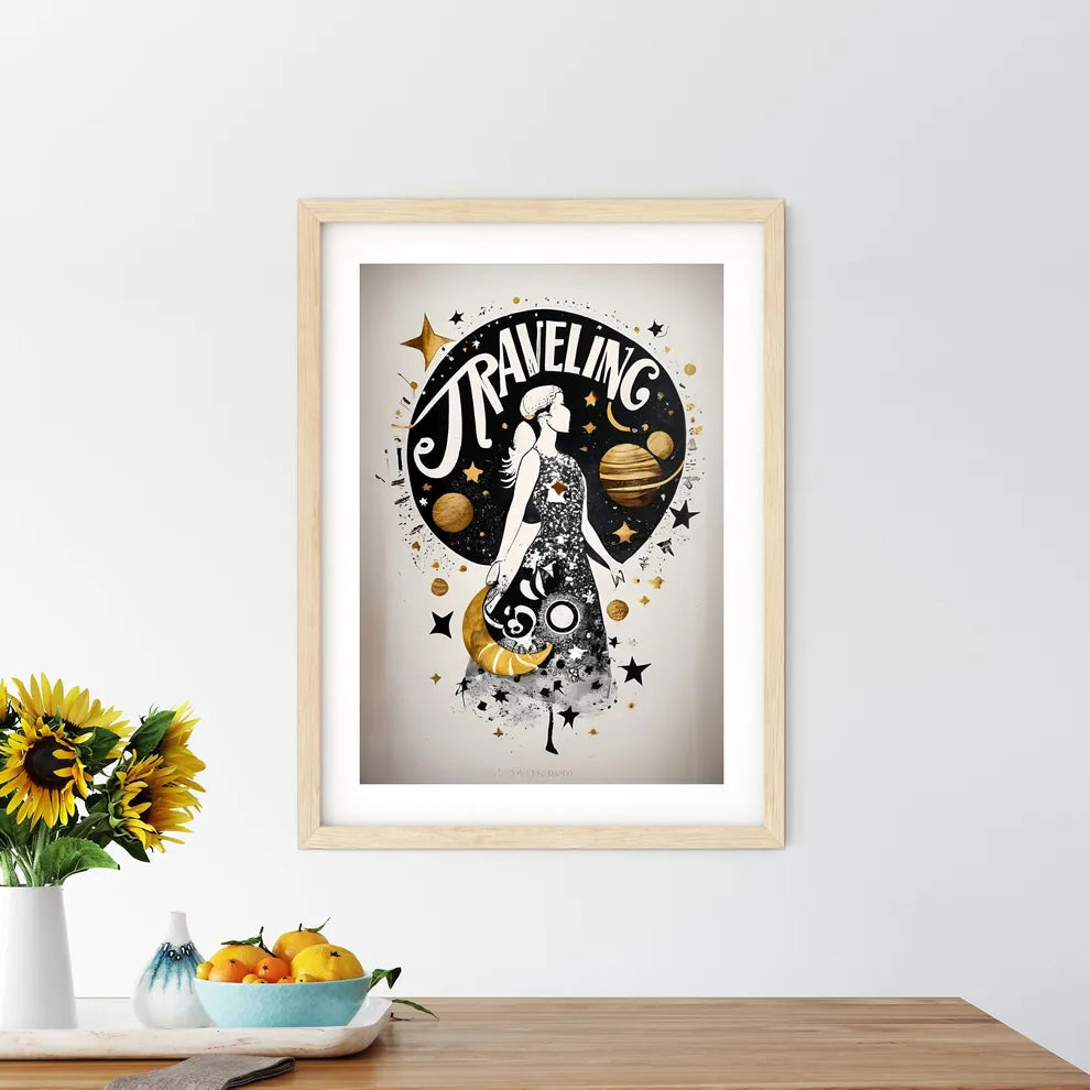 Traveling - A Graphic Of A Woman In A Dres - Kitchen Hangings