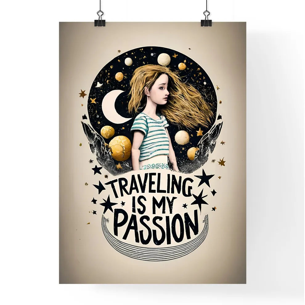 Traveling Is My Passion - A Cartoon Girl Wit Poster