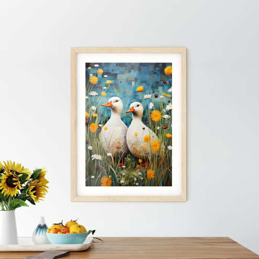 Two Ducks In A Field Of Flowe Size Chart