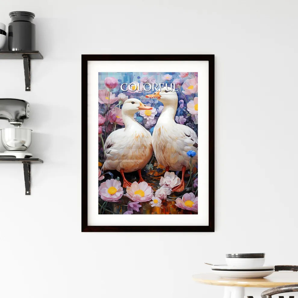 Two Ducks Standing In A Pond  Framed Print