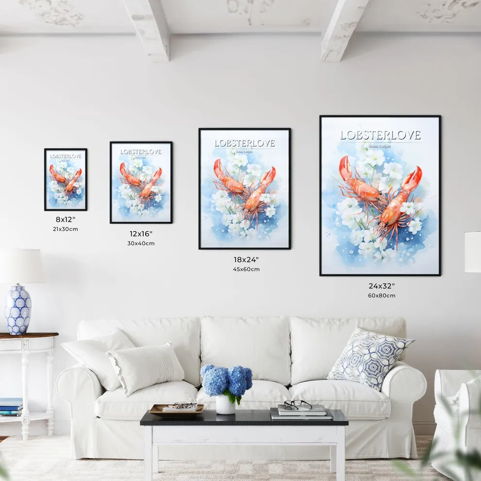 Two Lobsters On Flowers Size Chart