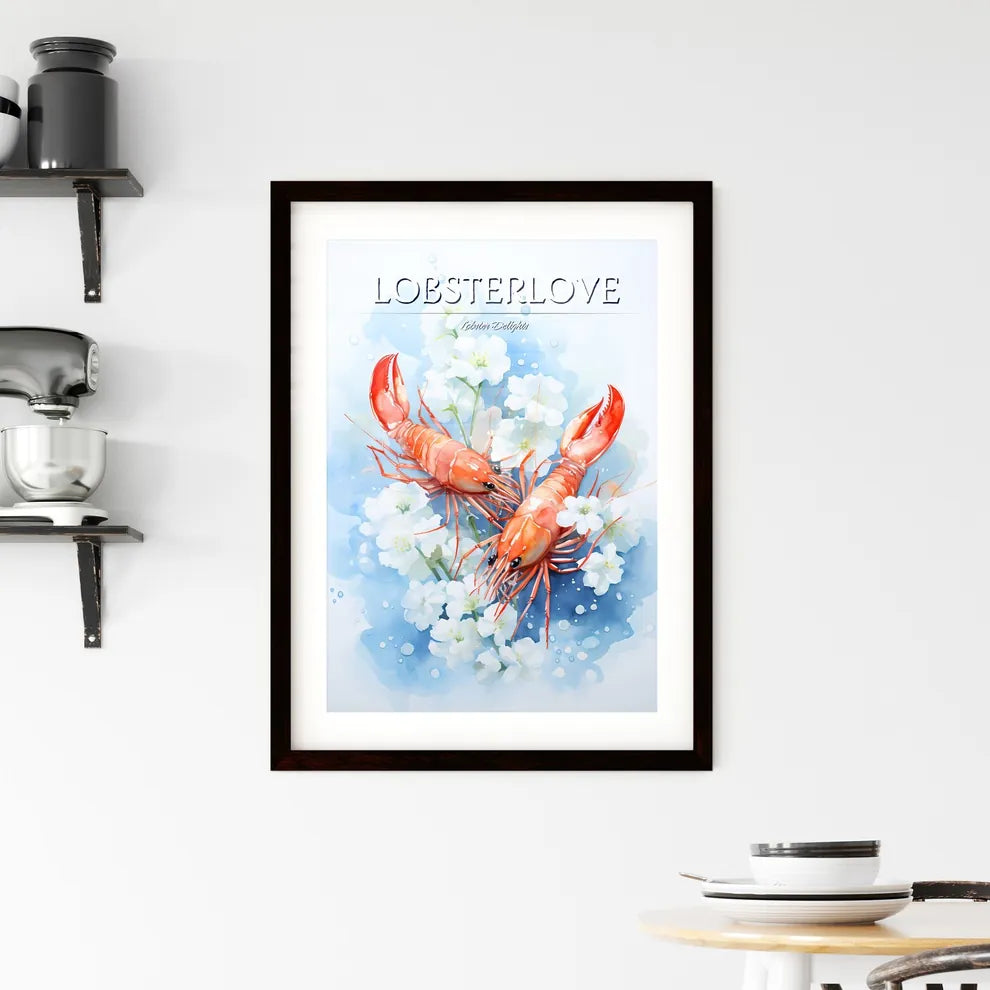 Two Lobsters On Flowers Framed Print