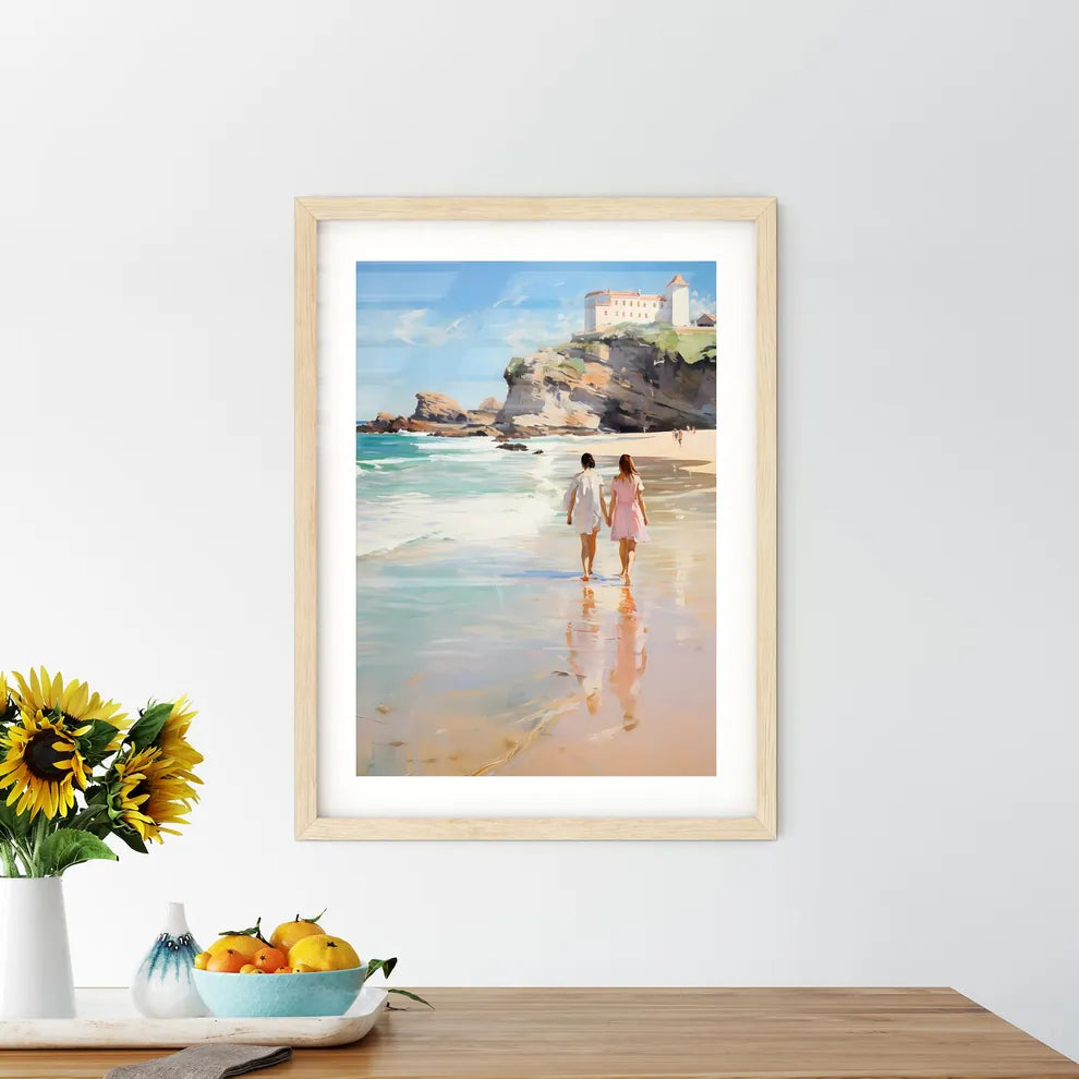 Two Women Walking On A Beac - Kitchen Hangings