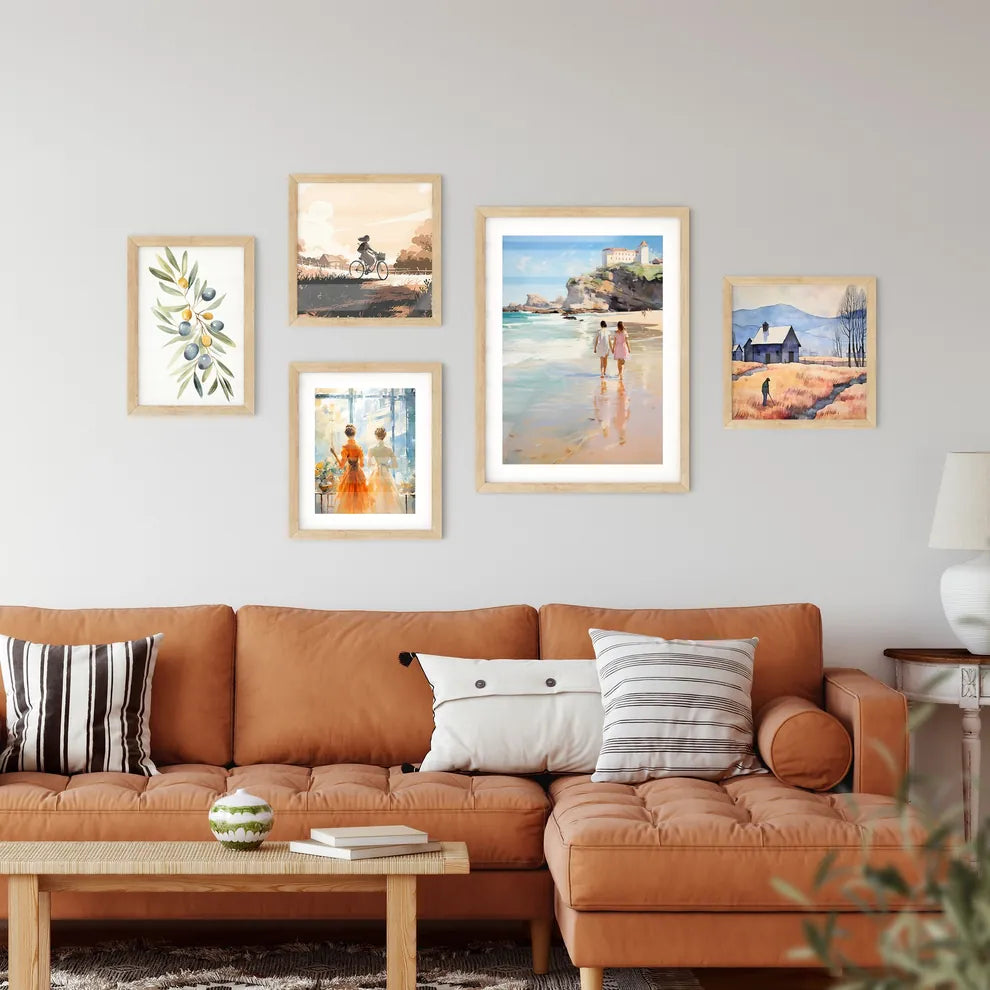 Two Women Walking On A Beac Framed Print