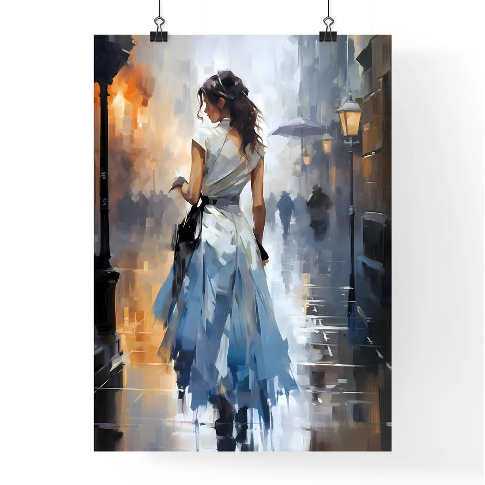 Urban Art - A Woman In A Dress Walking Down  Poster