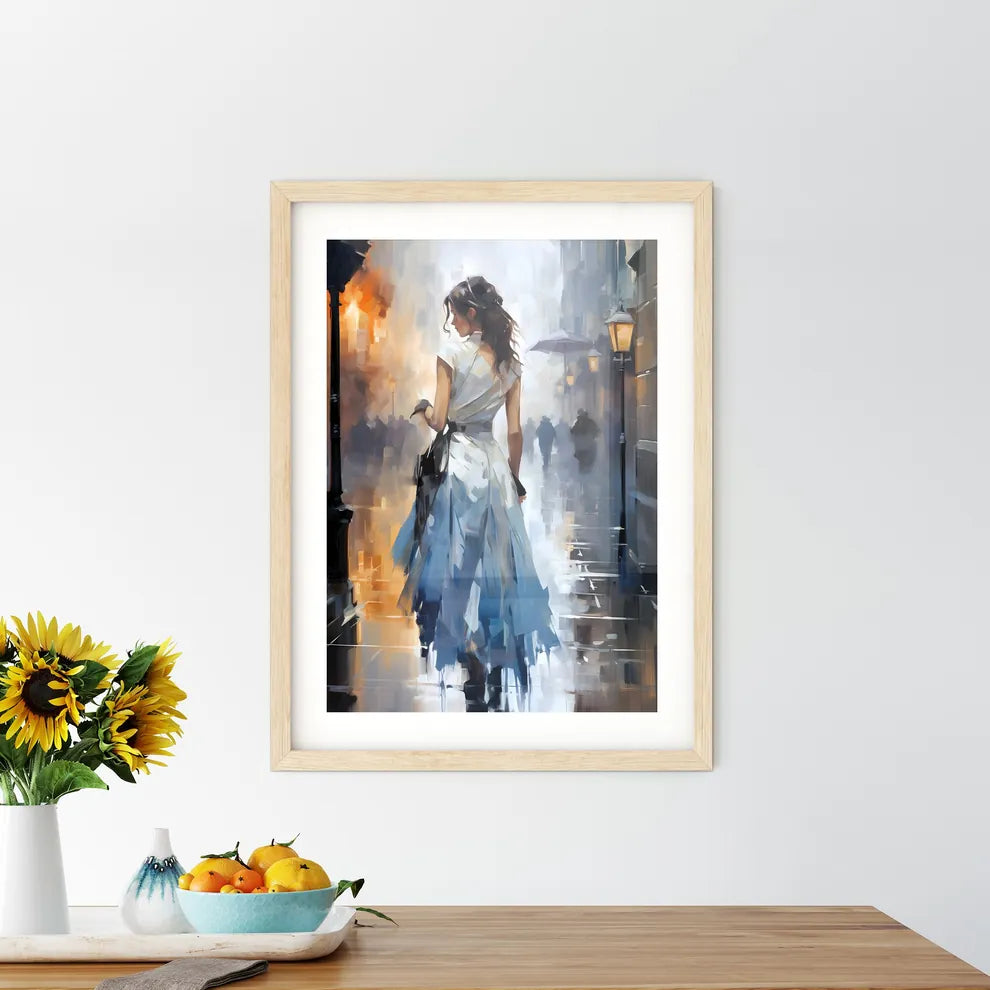 Urban Art - A Woman In A Dress Walking Down  - Kitchen Hangings