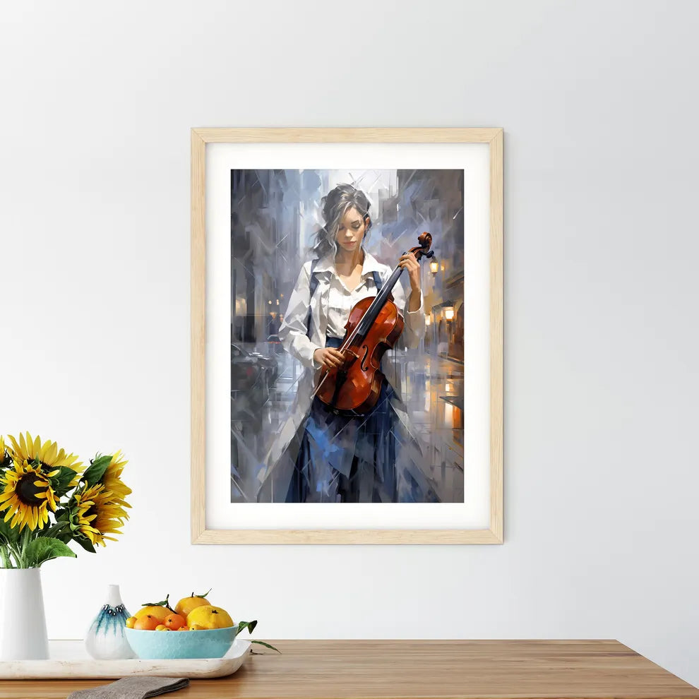 Urban Art - A Woman Playing A Violi - Kitchen Hangings