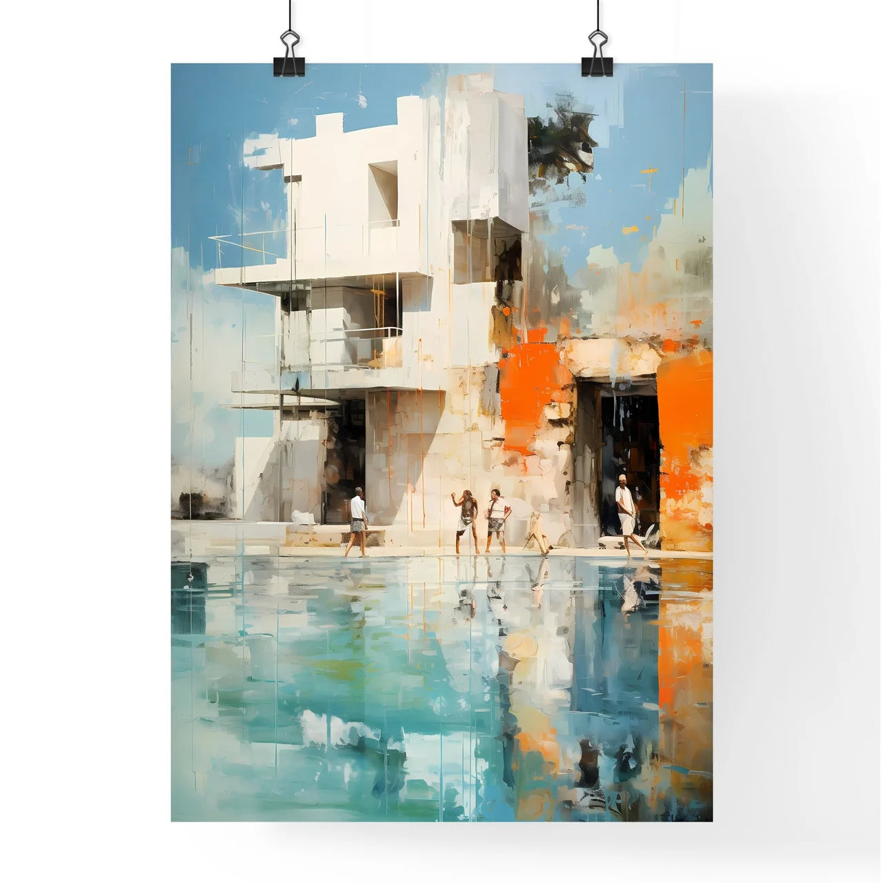 Urbanism - A Group Of People Walking Near A Building Poster