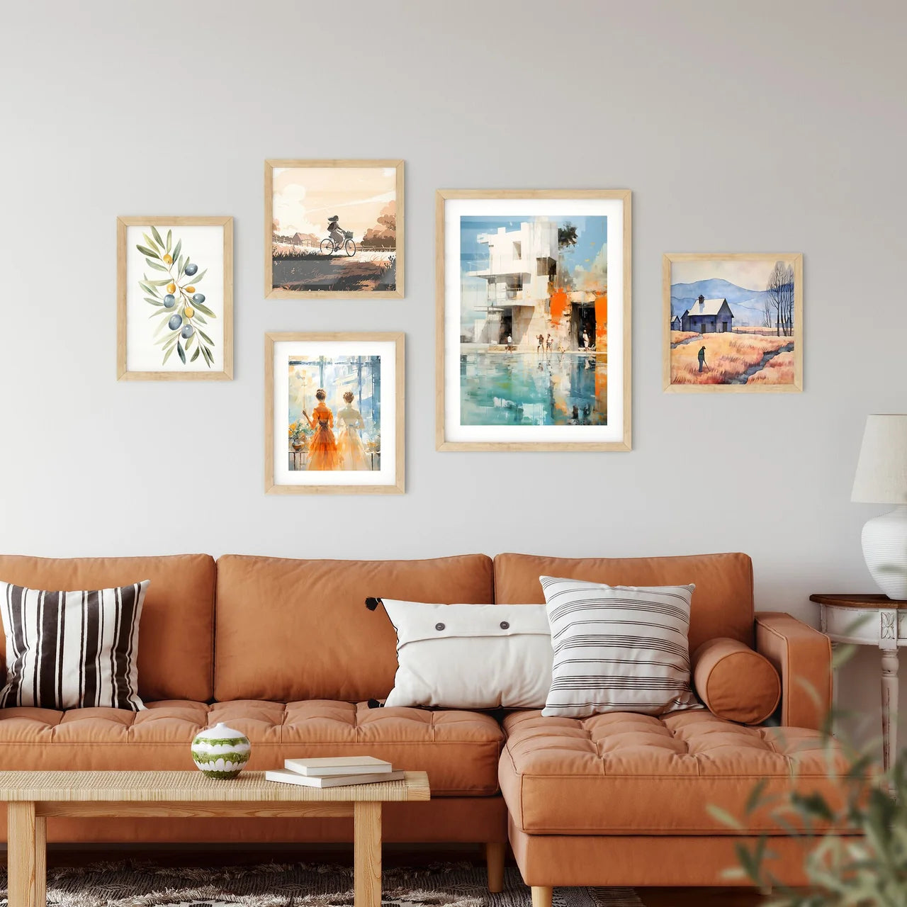 Urbanism - A Group Of People Walking Near A Building Custom Print