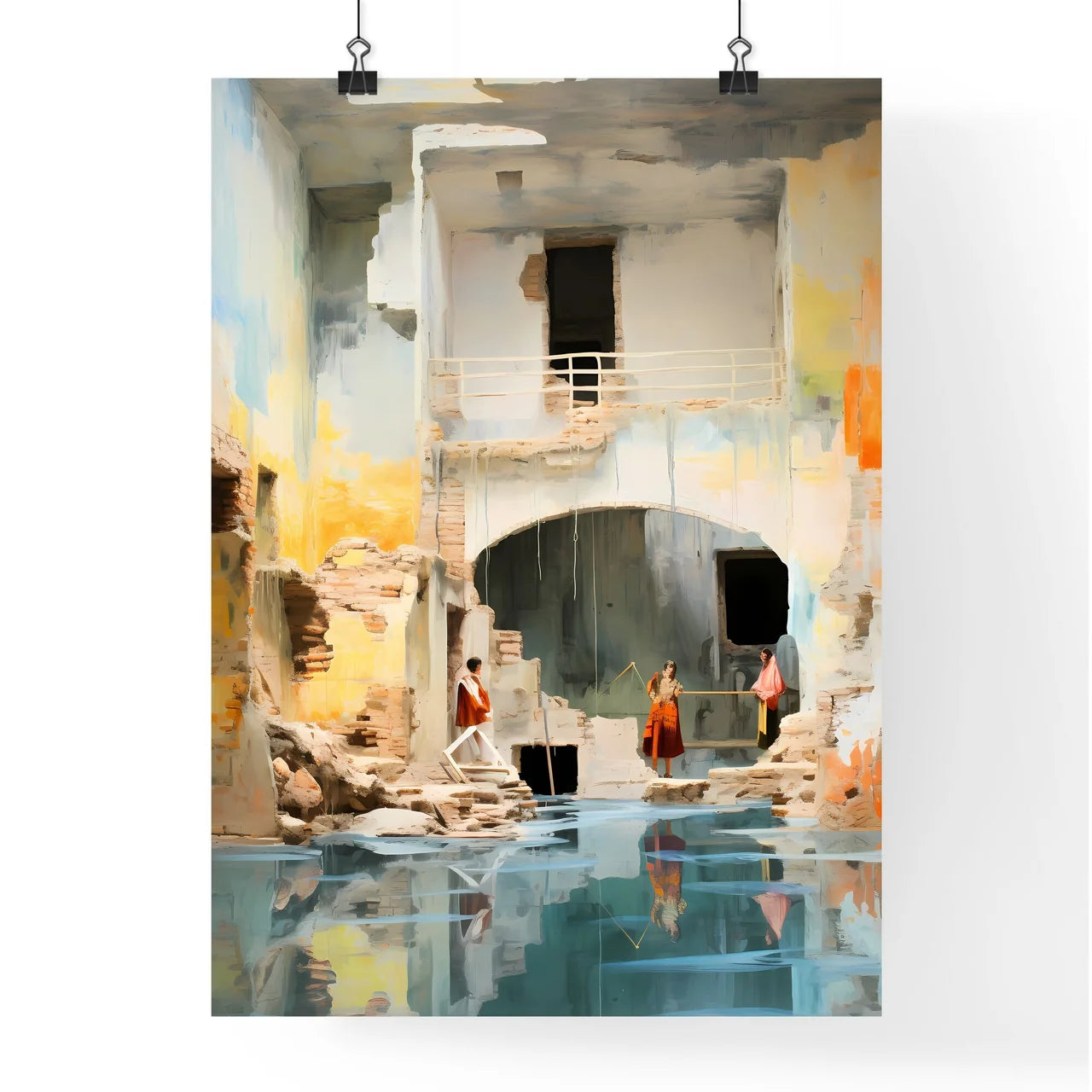 Urbanism - A Group Of People Standing In An Old Building Poster