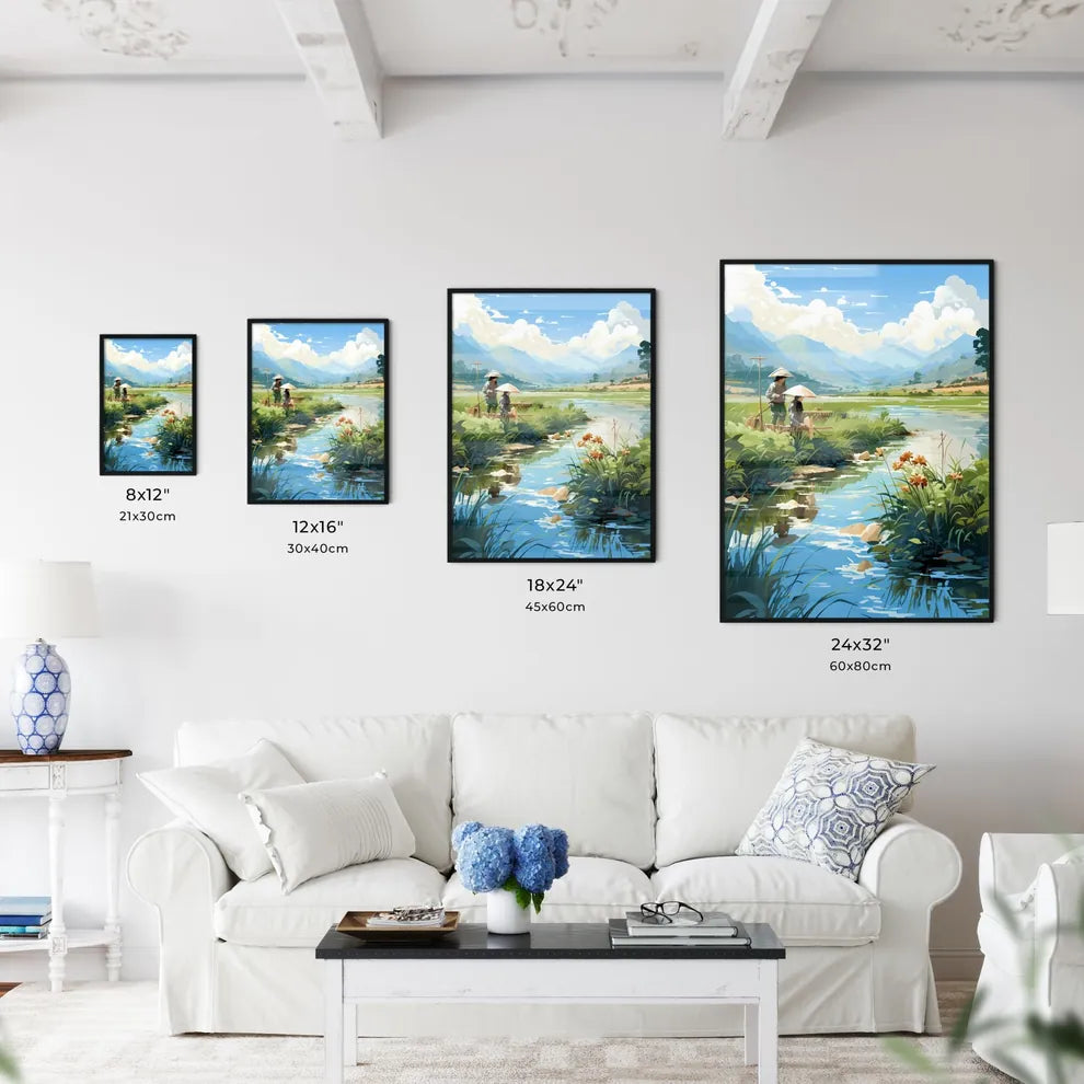 Vietnam - A Painting Of A Couple Of People I Wall Art