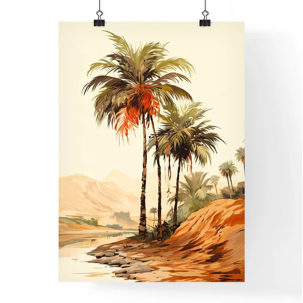 Vintage - A Painting Of Palm Trees And A Riv Poster