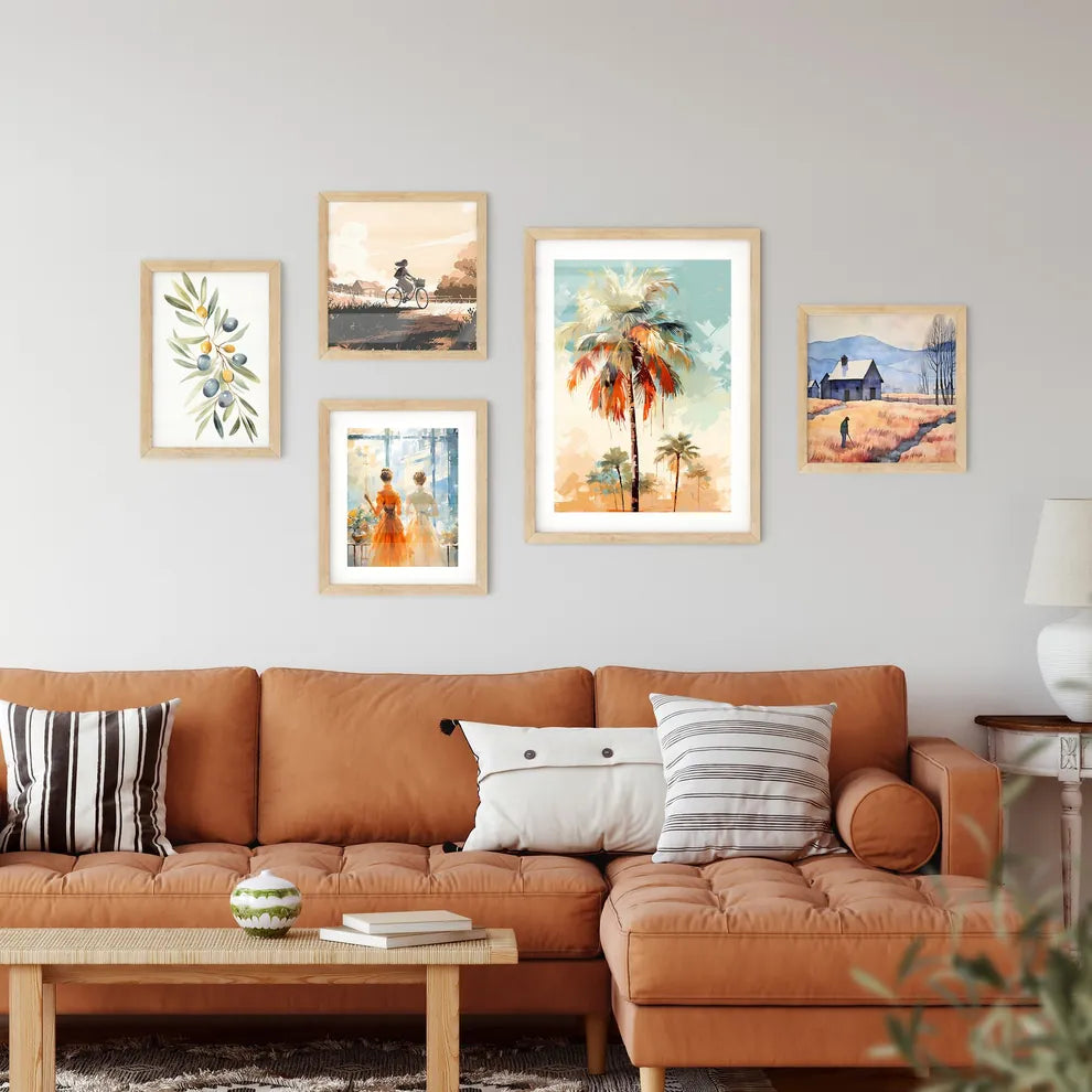 Vintage - A Palm Trees In The Su Framed Print