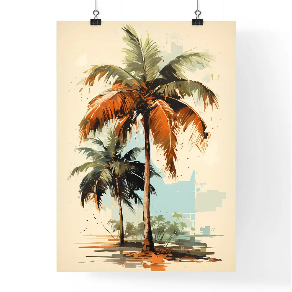 Vintage - A Palm Trees On A Beac Poster