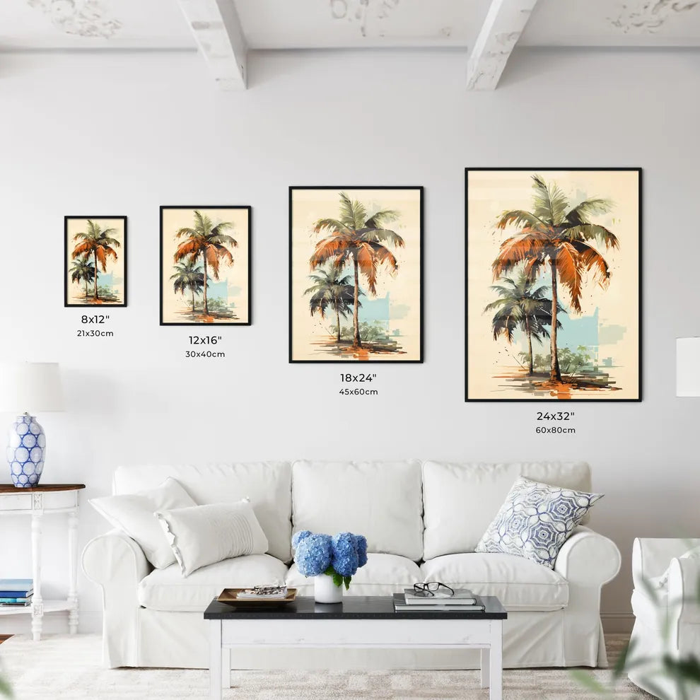 Vintage - A Palm Trees On A Beac Wall Art