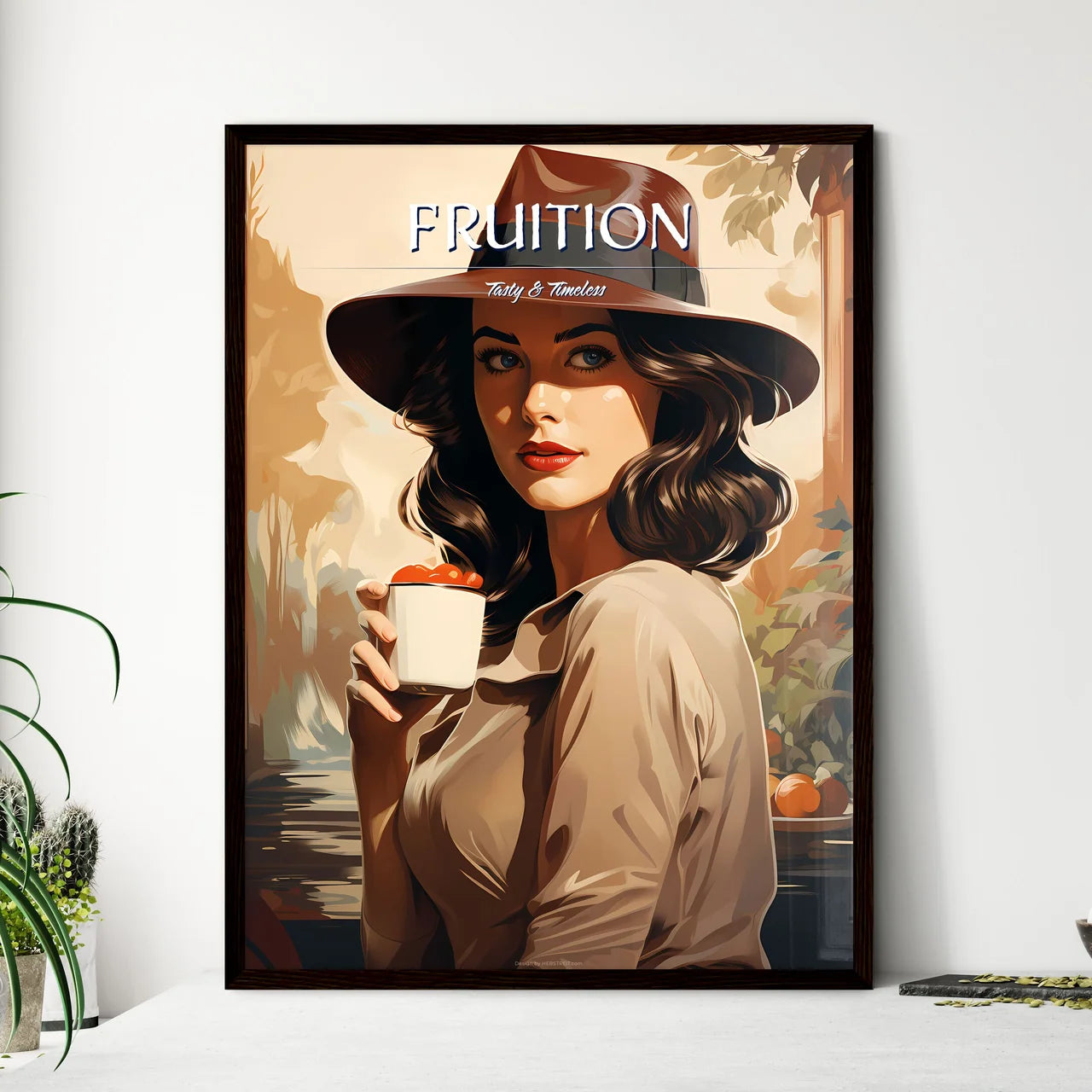 Vintage Advertising - A Woman Wearing A Hat  - Framed Art Print