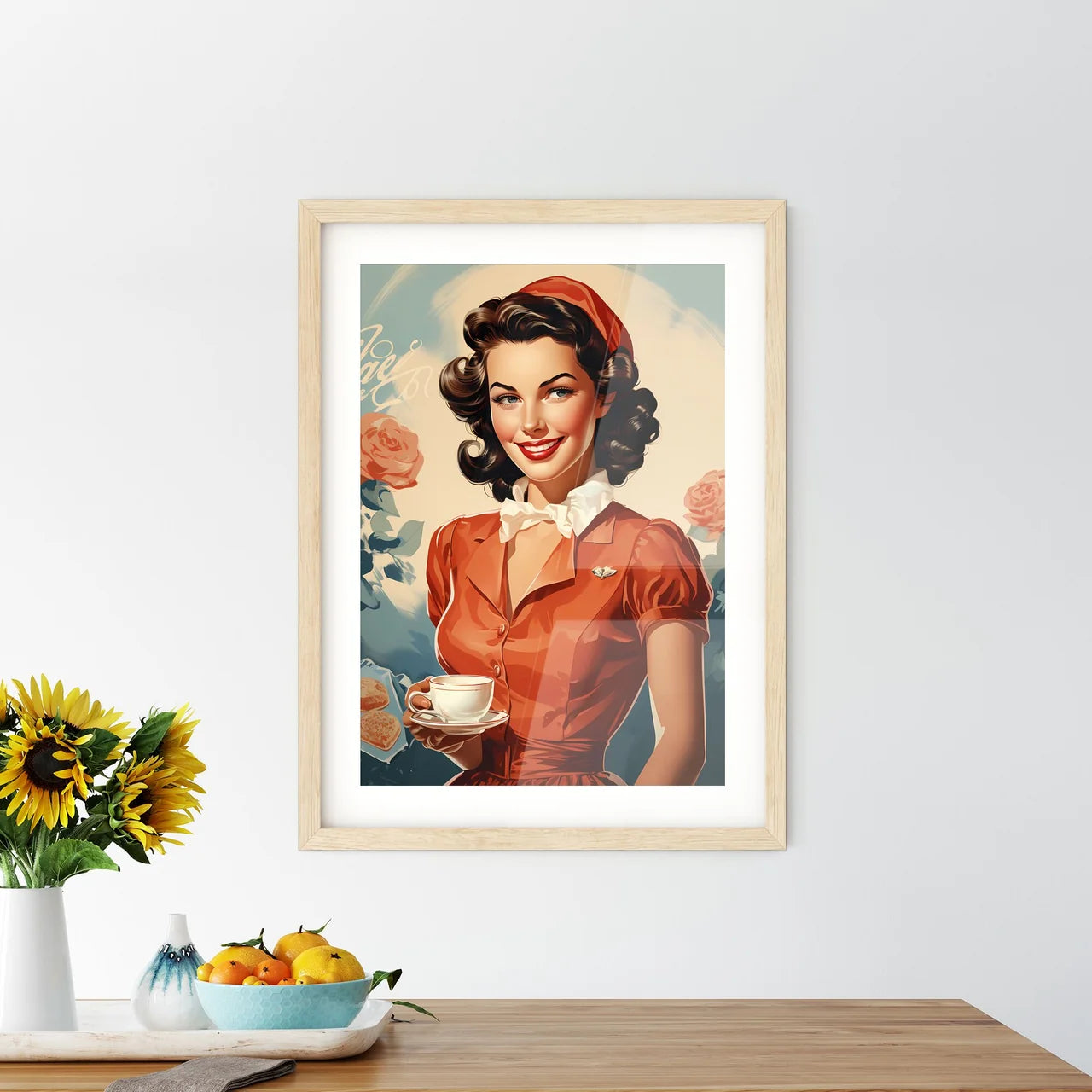 Vintage Advertising - A Woman Holding A Cup  - Kitchen Hangings