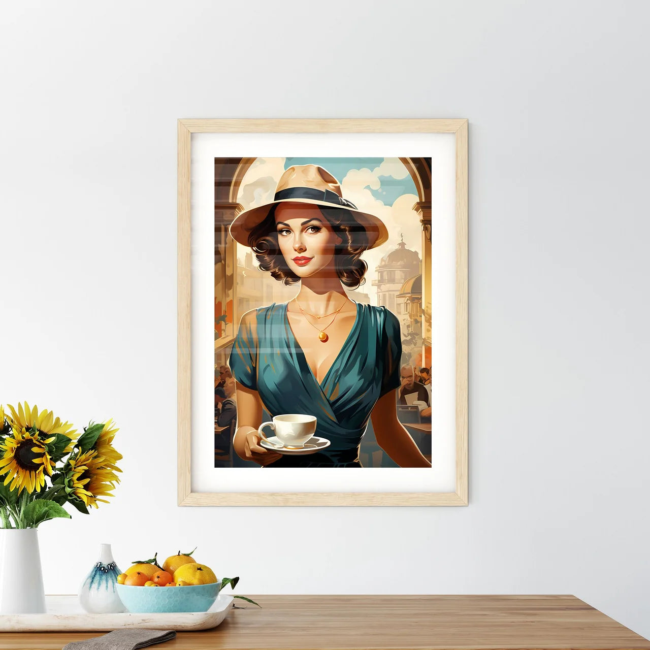 Vintage Advertising - A Woman Holding A Cup  - Kitchen Hangings