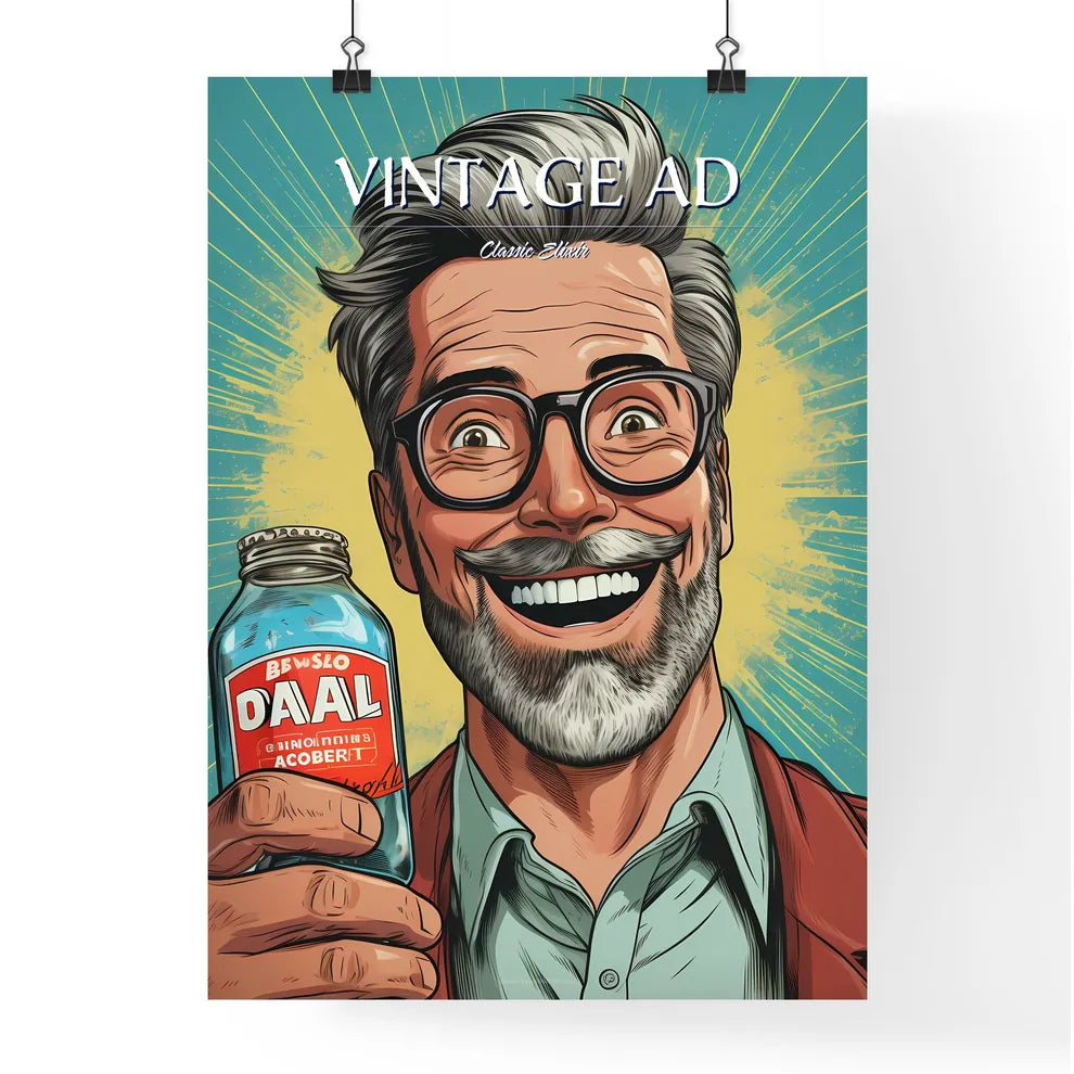 Vintage Advertising - A Man Holding A Bottl Poster