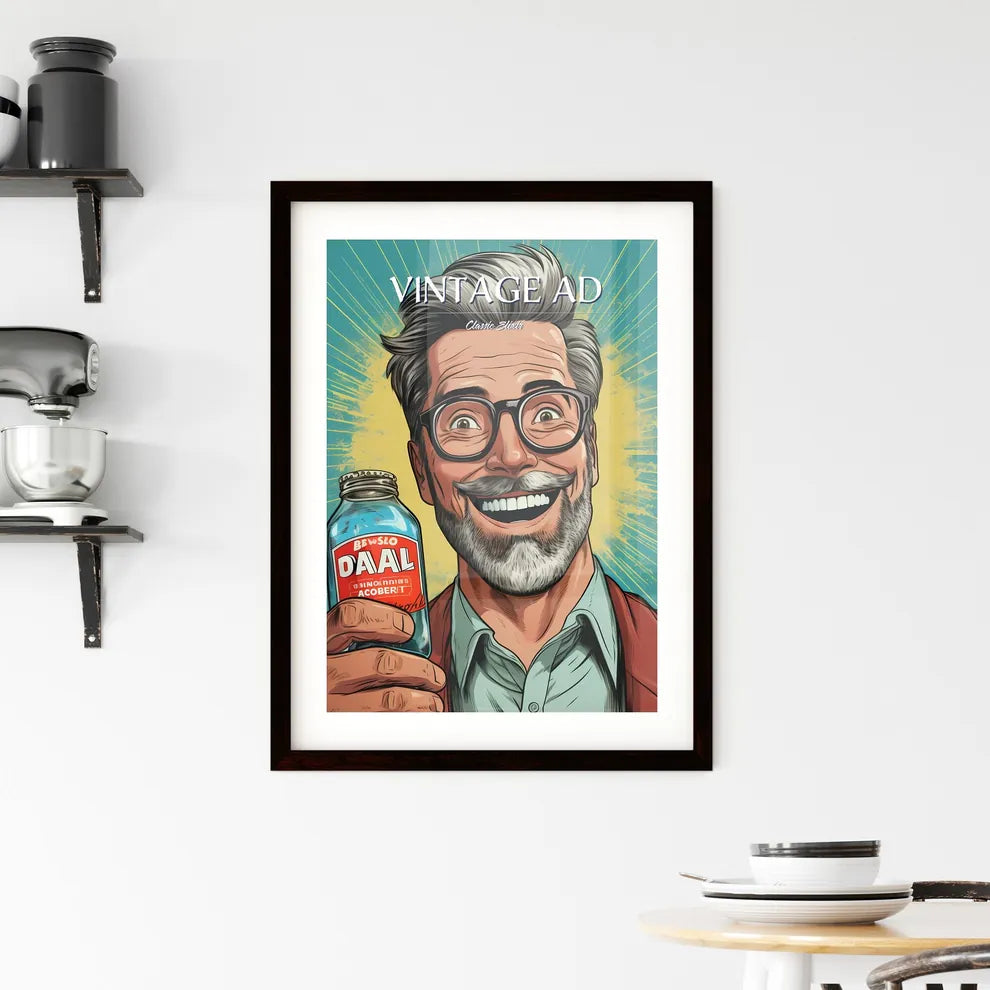 Vintage Advertising - A Man Holding A Bottl Framed Print