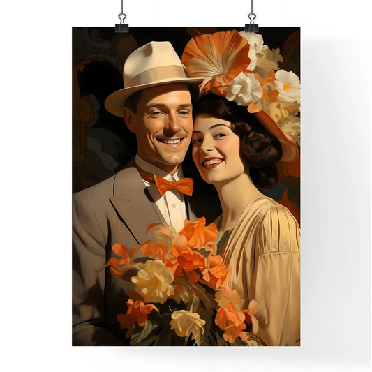 Vintage Marriage - A Man And Woman Posing Fo Poster