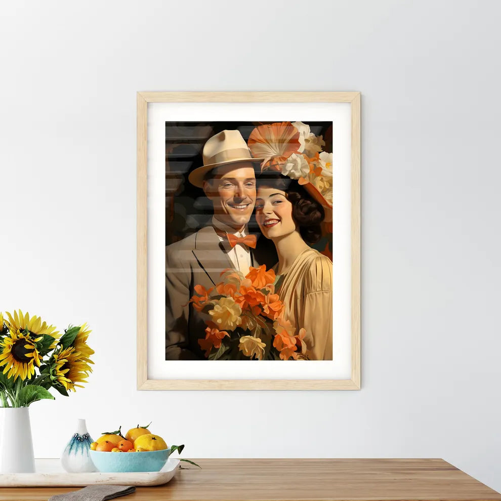 Vintage Marriage - A Man And Woman Posing Fo - Kitchen Hangings