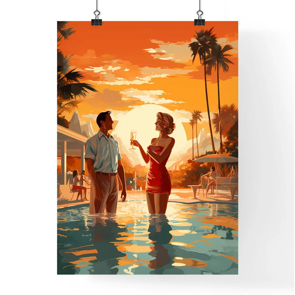 Vintage Vacation - A Man And Woman Standing  Poster