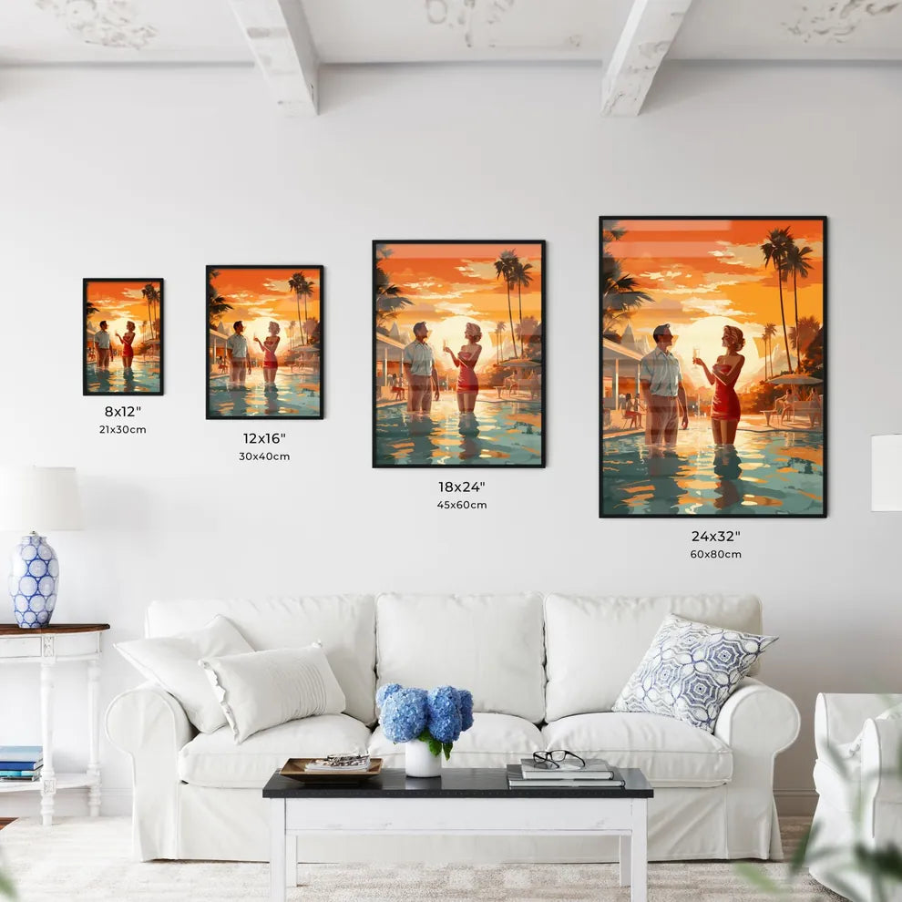 Vintage Vacation - A Man And Woman Standing  Wall Art