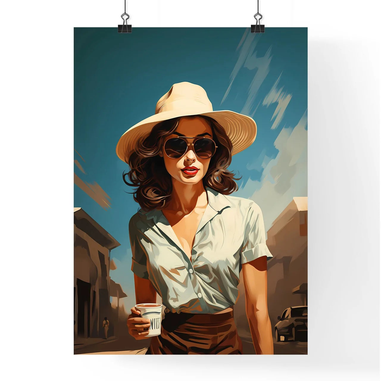 Wanderlust - A Woman Wearing A Hat And Sungl Poster