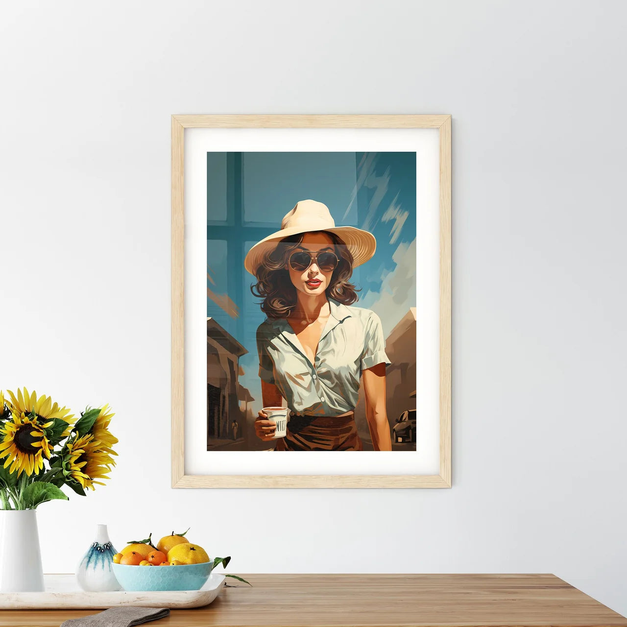 Wanderlust - A Woman Wearing A Hat And Sungl - Kitchen Hangings