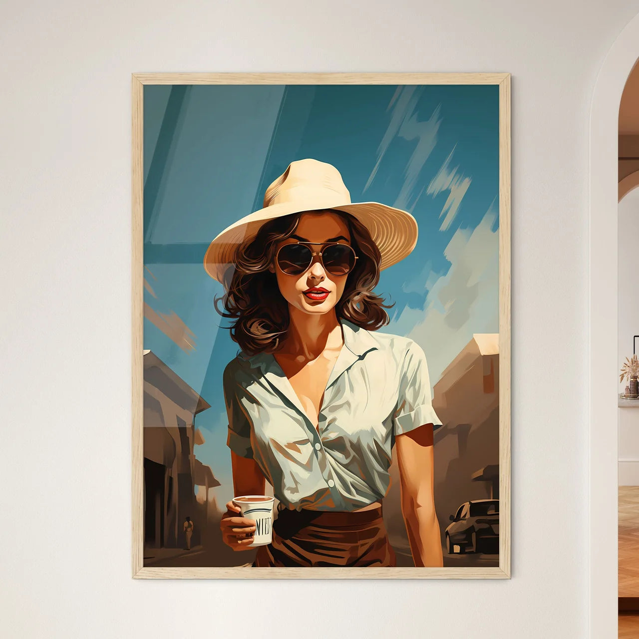 Wanderlust - A Woman Wearing A Hat And Sungl - Framed Art Print