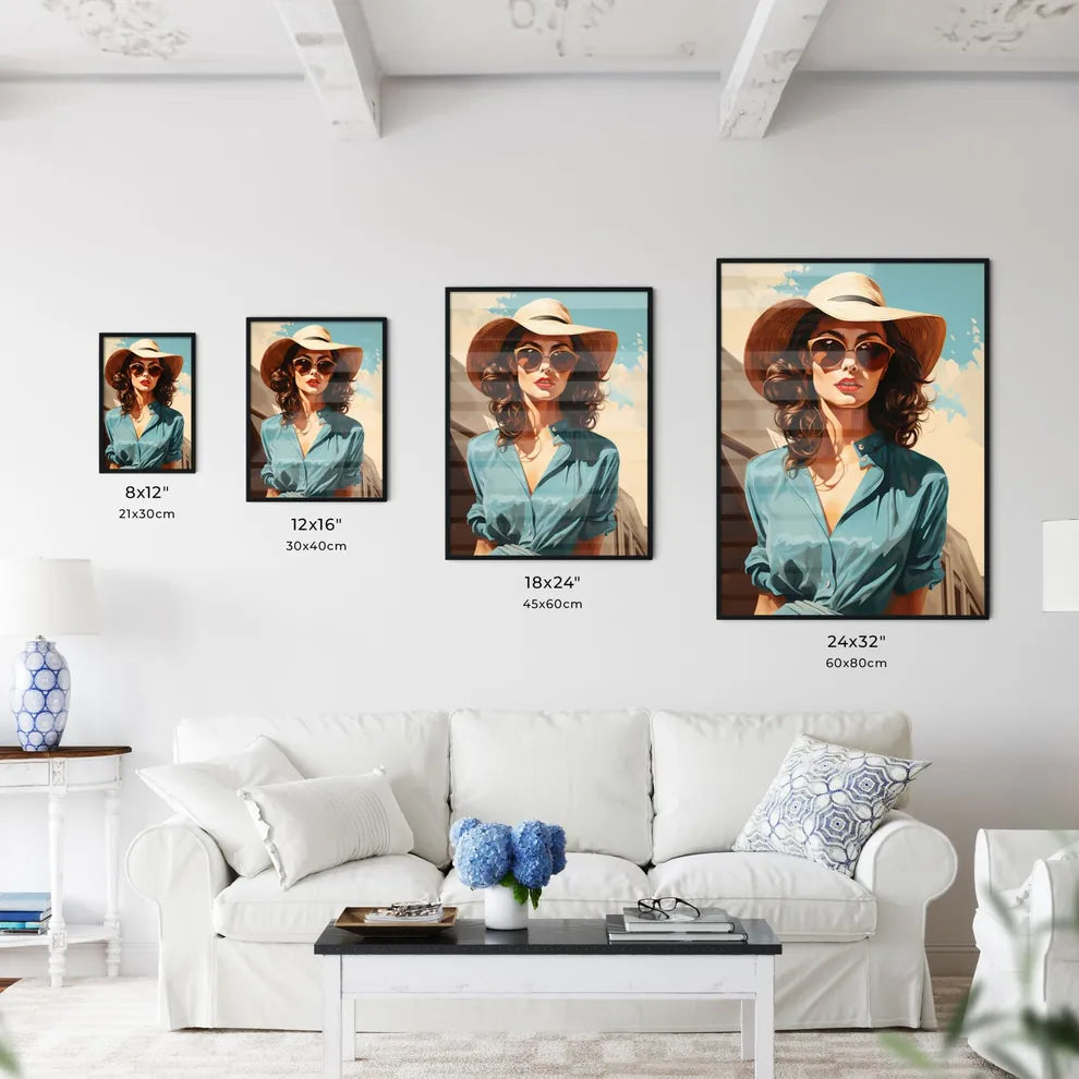 Wanderlust - A Woman Wearing A Hat And Sungl Wall Art
