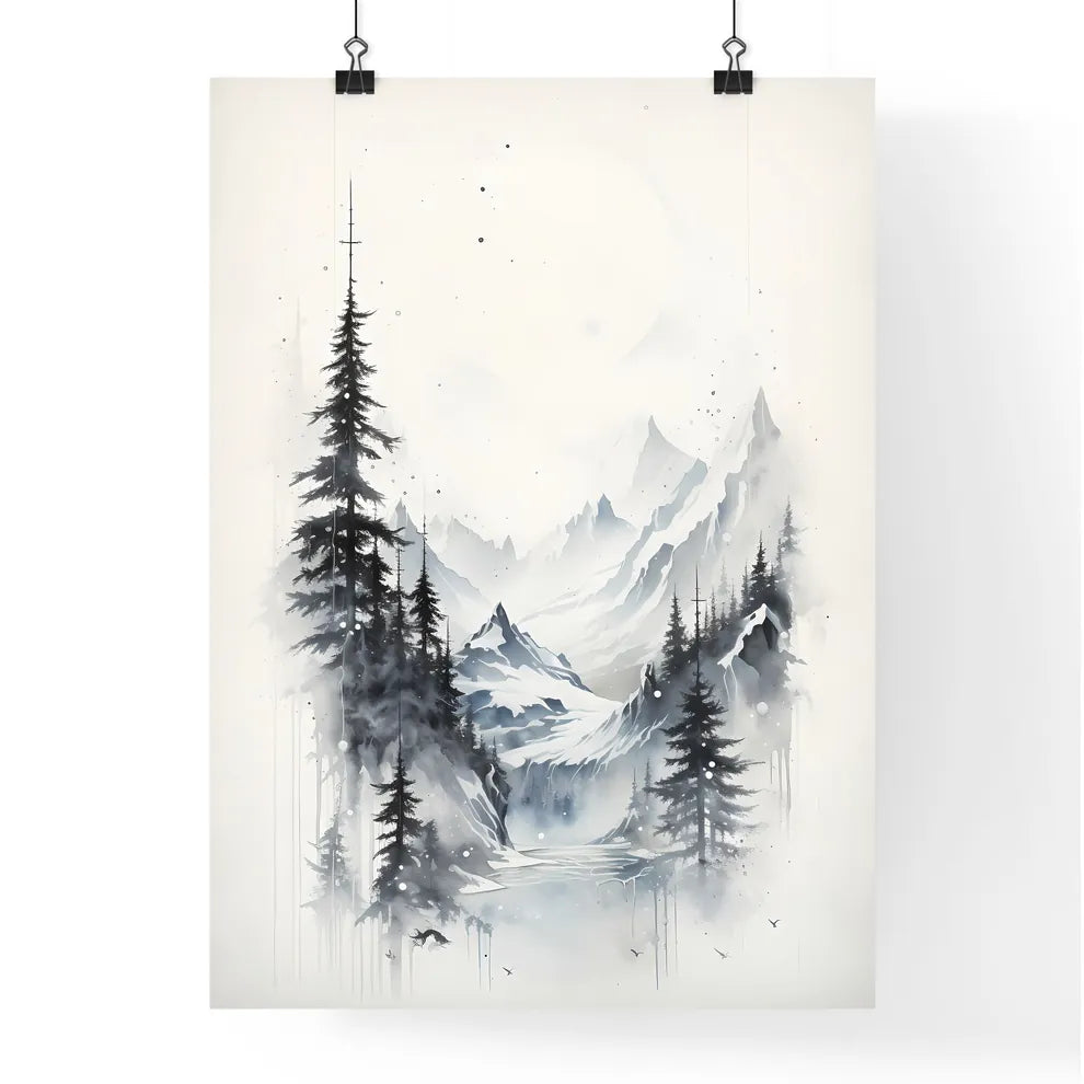 Winter - A Painting Of A Mountain Landscap Poster