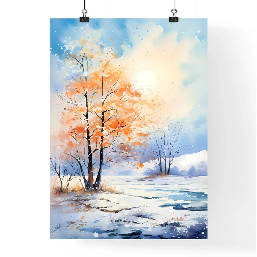 Winter - A Painting Of Trees In A Snowy Fiel Poster