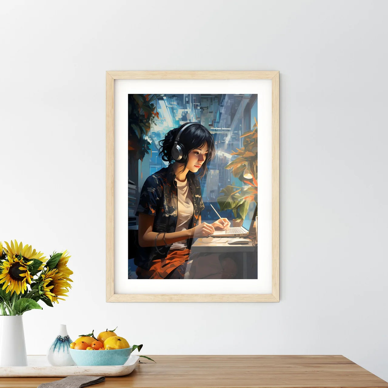 Work And Travel - A Woman Wearing Headphones - Kitchen Hangings