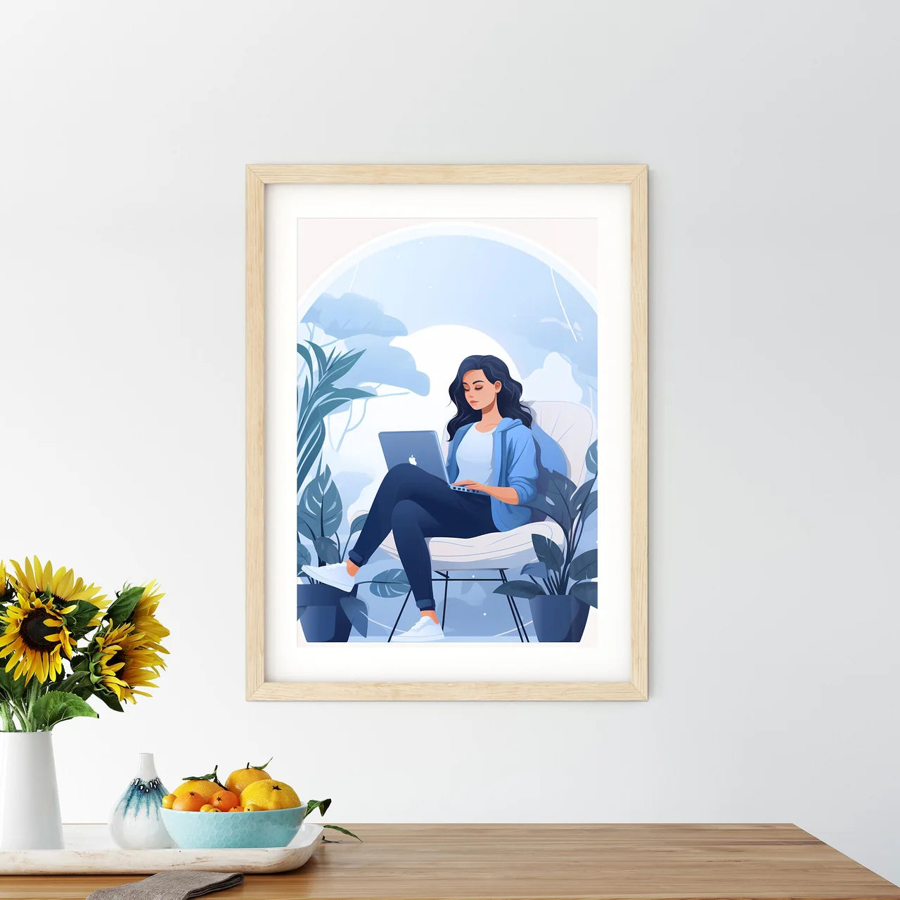 Work And Travel - A Woman Sitting In A Chair - Kitchen Hangings