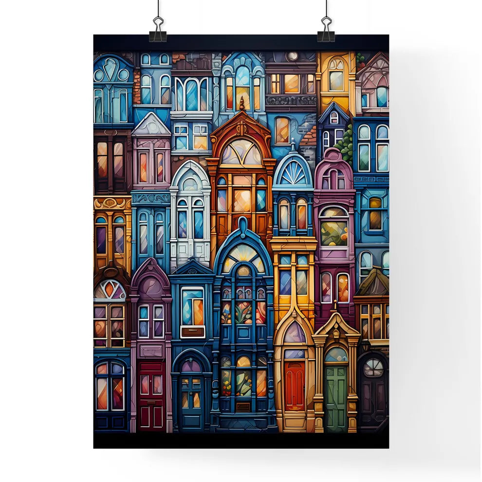 32 Multicolored Tradition Windows From Russian Town - A Colorful Building With Many Windows Poster