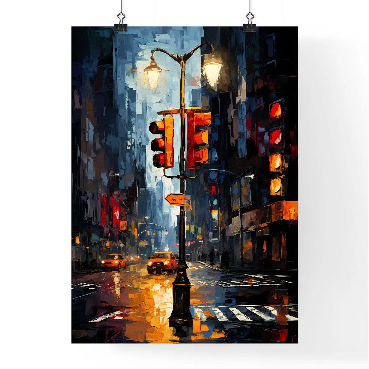 A New York Pedestrian Walk Sign - A Street Light On A Street Poster