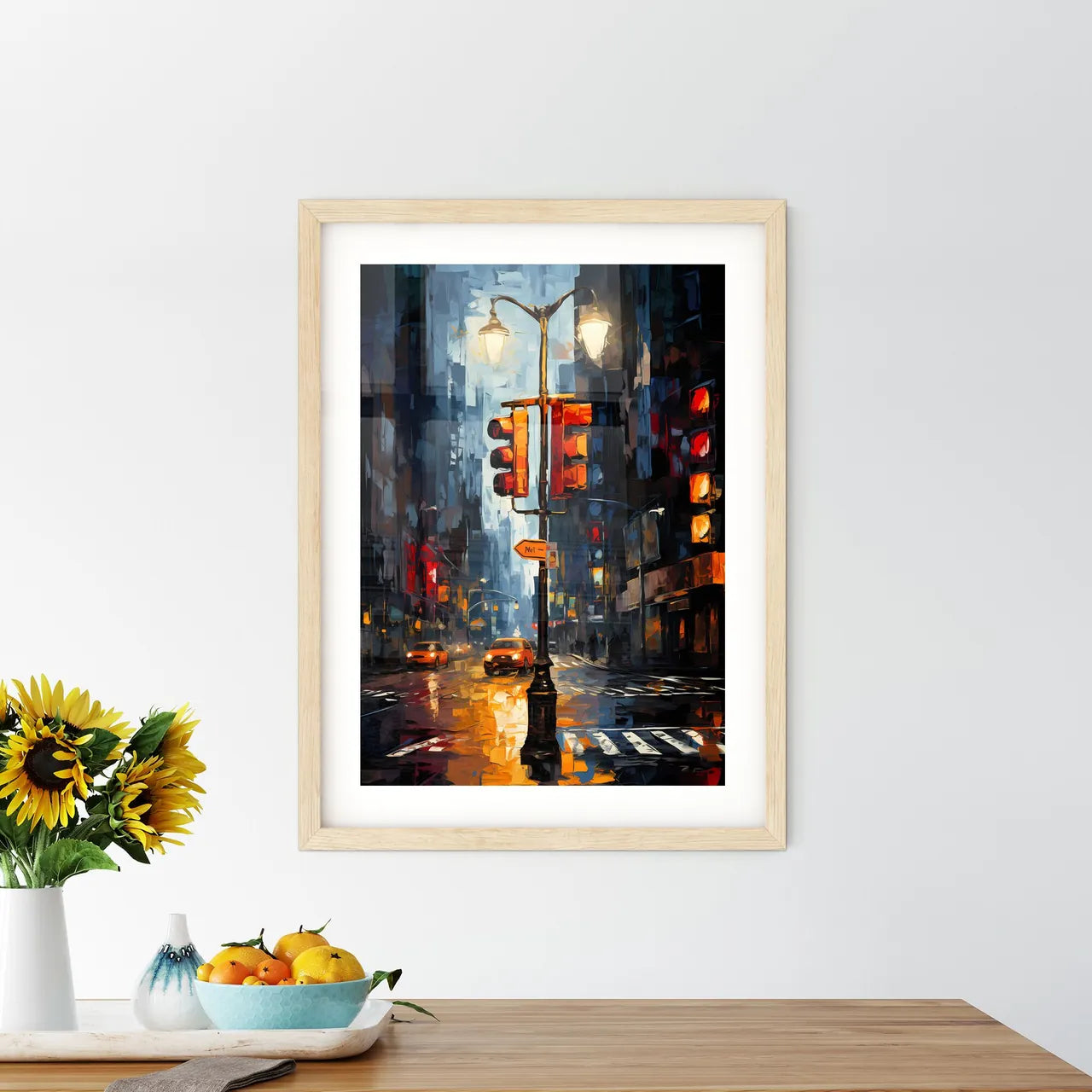 A New York Pedestrian Walk Sign - A Street Light On A Street Custom Print