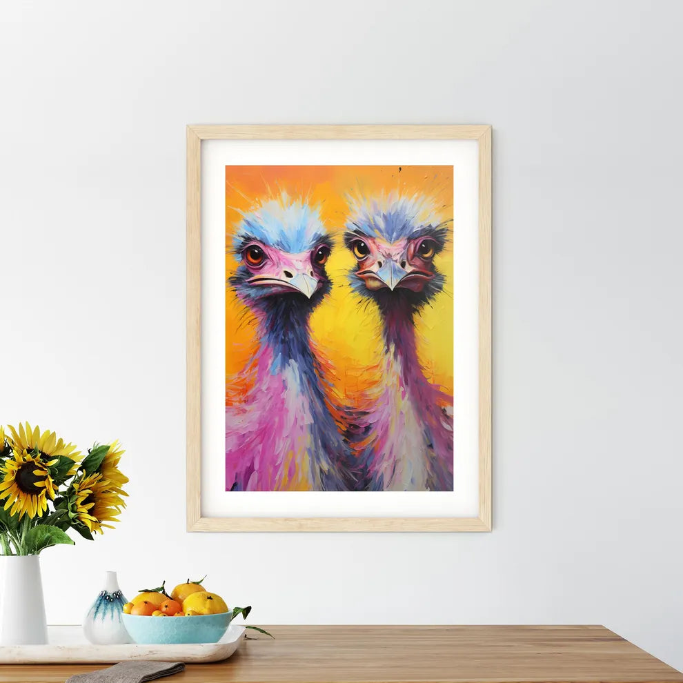 A Pair Of Ostrich In Africa  Framed Print
