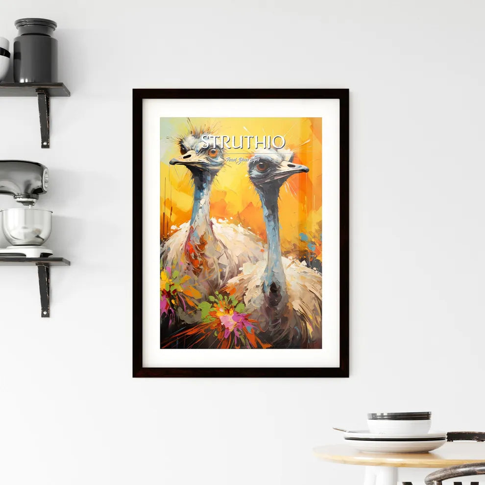 A Pair Of Ostrich In Africa  Framed Print