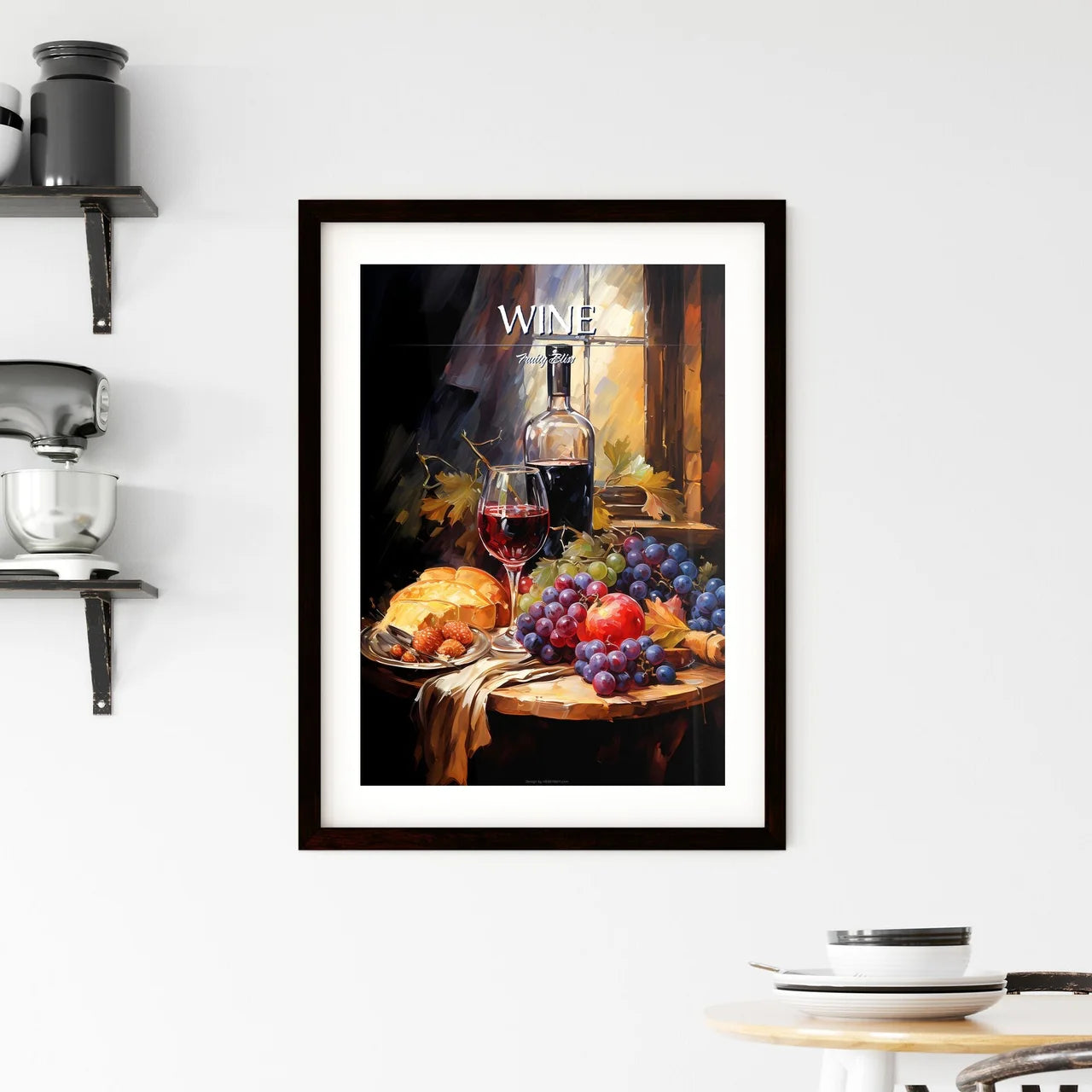 A Still Life Composition With Grape And Wine Framed Print