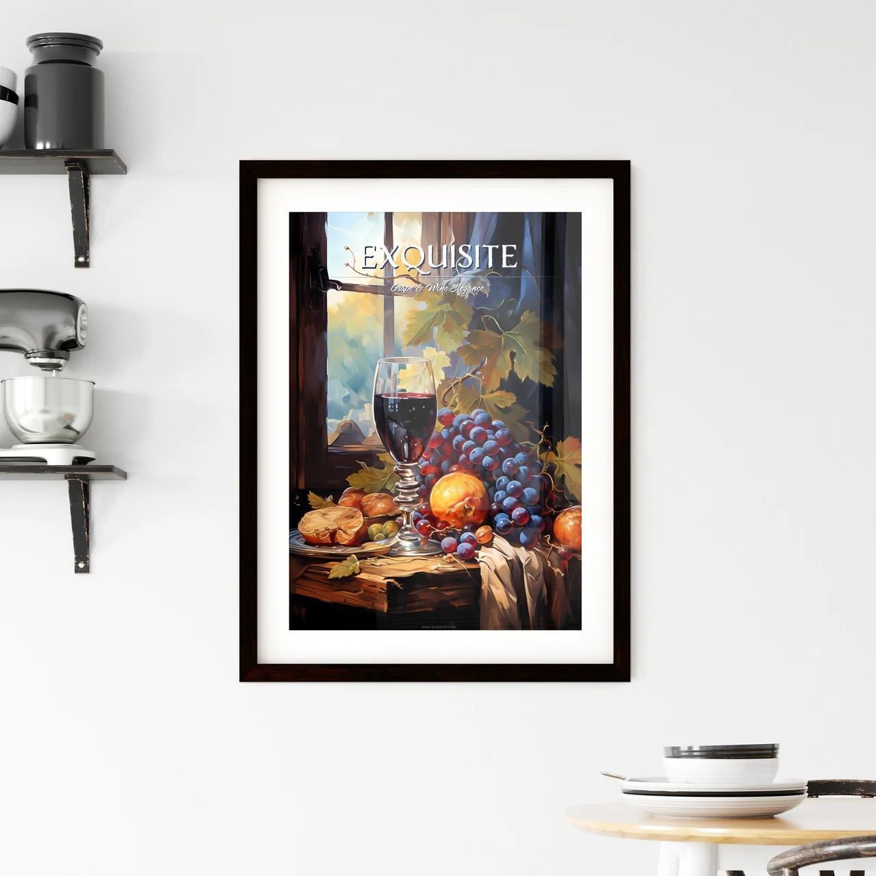 A Still Life Composition With Grape And Wine Framed Print