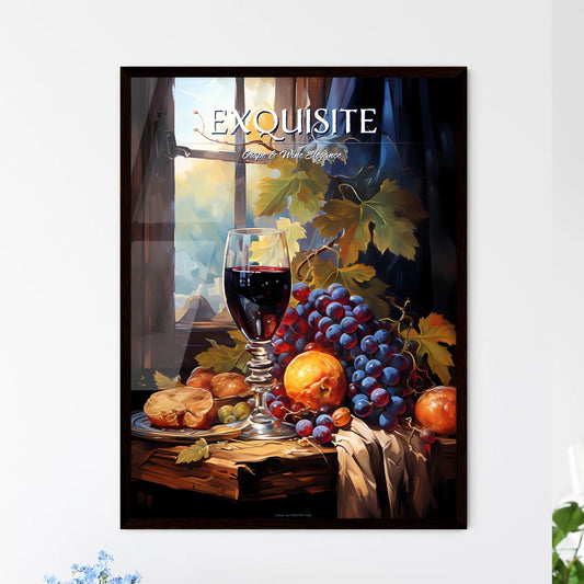 A Still Life Composition With Grape And Wine - Framed Art Print