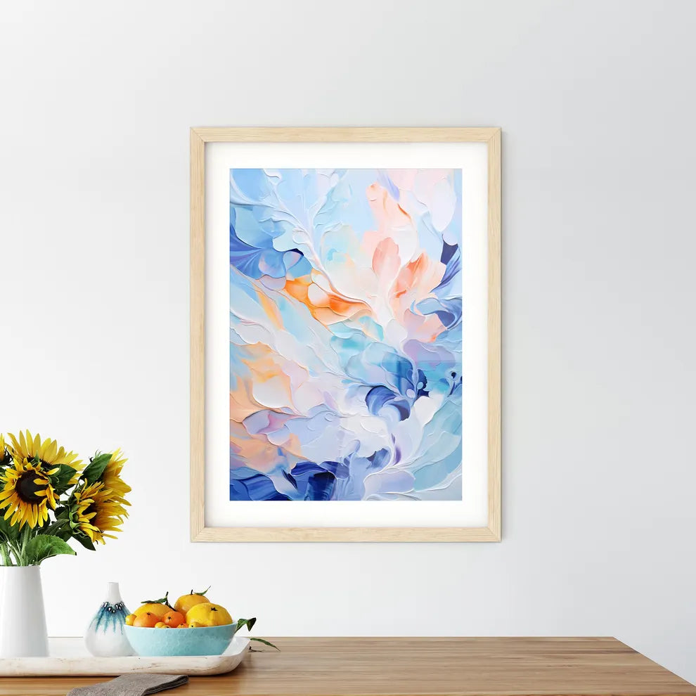 Abstract Oil Painting With Predominant Blues Framed Print